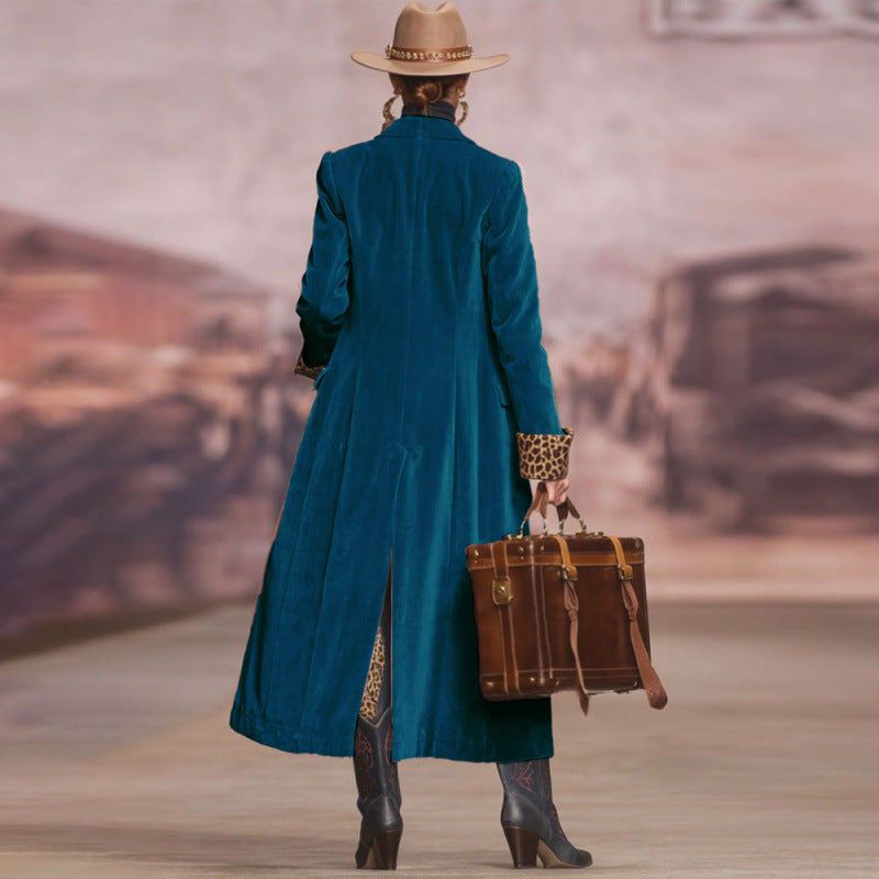 Manteau long Héloïse en velours et dentelle