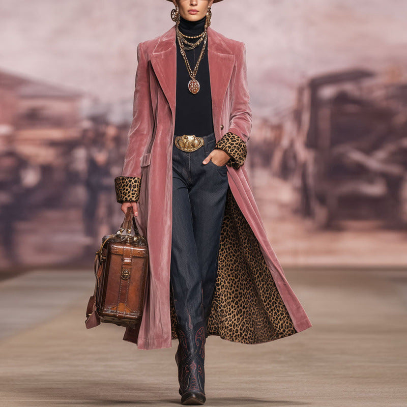 Manteau long Héloïse en velours et dentelle